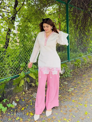 Designer Roman Silk Palazzo Set - Elegant Ethnic Wear for Women