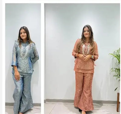 Designer Salsa Silk Shrug Suit Set - Handcrafted Festive Wear for Women