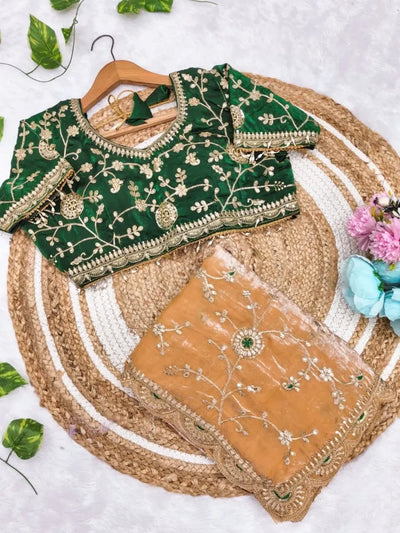 Designer Satin Saree - Heavy Sequence Work Festive Saree with Stitched Blouse