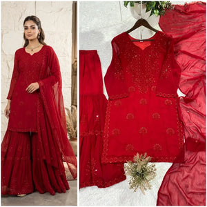 Designer Sequence Embroidered Sharara Set - Party & Wedding Wear for Women