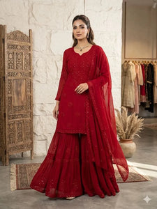 Designer Sequence Embroidered Sharara Suit for Parties & Weddings