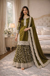 Premium Fandy Silk Embroidered Sharara Plazo Suit - Luxury Festive Party Wear Set