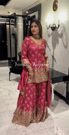 Designer Shimmer Silk Sharara Set - Heavy Embroidery for Wedding Season