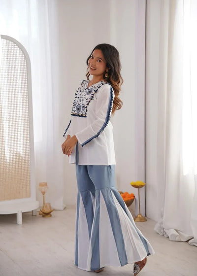 Designer Silk Co-ord Set - Hand Embroidered Festive Outfit for Women