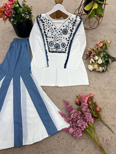 Designer Silk Co-ord Set - Hand Embroidered Festive Outfit for Women