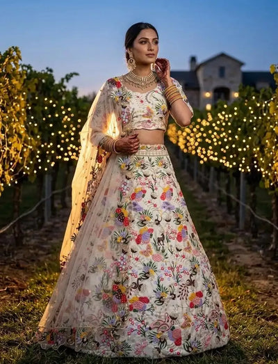 Designer Silk Lehenga Choli - Heavy Sequins Embroidery for Festive & Bridal Wear