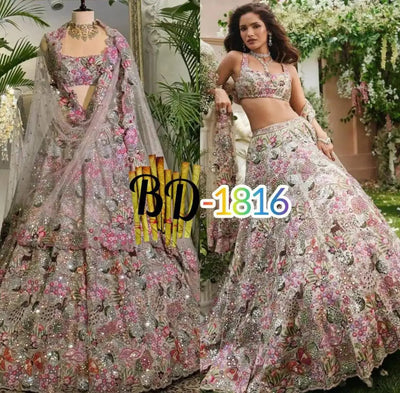 Designer Silk Lehenga Choli - Heavy Sequins Embroidery for Festive & Bridal Wear