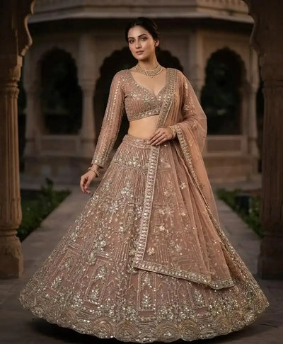 Designer Soft Net Lehenga - Heavy Sequin Coding Work for Wedding & Festive Wear