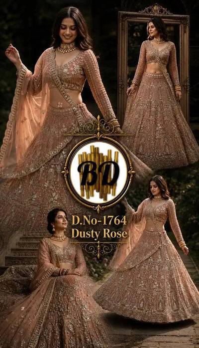 Designer Soft Net Lehenga - Heavy Sequin Coding Work for Wedding & Festive Wear