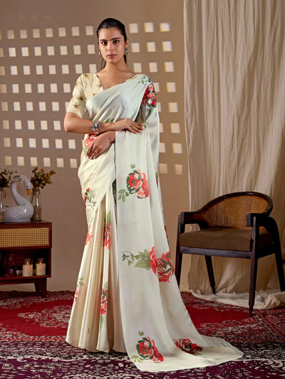 Designer Soft Satin Georgette Saree - Elegant Printed Drape for Women