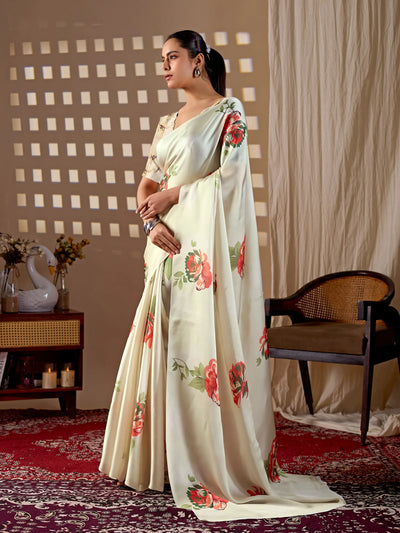 Designer Soft Satin Georgette Saree - Elegant Printed Drape for Women