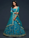 Designer Teal Blue Lehenga Choli - Heavy Embroidered Wedding Wear for Women