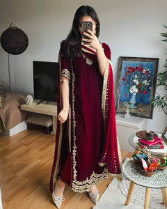 Designer Velvet Women's Party Wear Dress | Three-Piece Set
