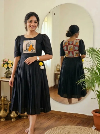 Designer Vichitra Silk Gown with Handcrafted Maggam Work for Festive Weddings