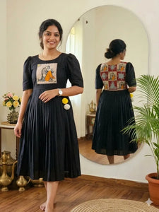 Designer Vichitra Silk Gown with Handcrafted Maggam Work for Festive Weddings