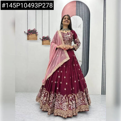 Designer Vichitra Silk Lehenga Choli - Heavy Embroidery for Weddings