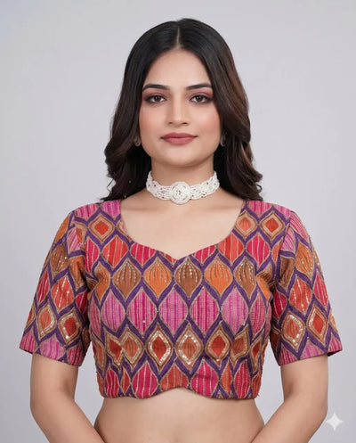 Designer Viscose Embroidered Blouse - Padded Festive Wear