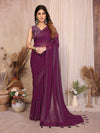 Designer Wine Georgette Saree - Kaju Patta Pattern for Parties