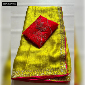 Designer Zarkan Work Silk Blend Saree for Women | Festive Wear