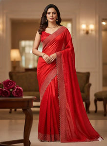Designer Zarkhan & Diamond Saree - Luxe Party Wear for Women