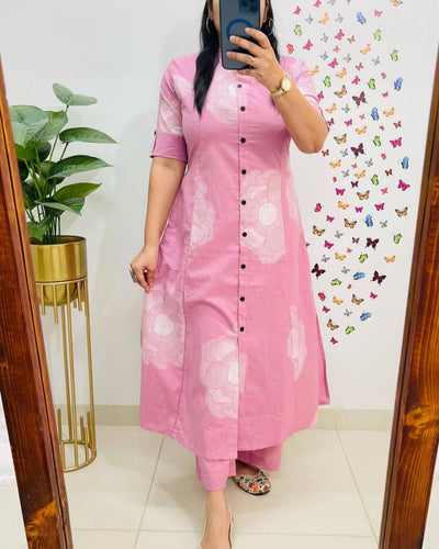 Digital Print A-Line Kurti & Pant Set for Women | Casual Wear