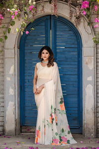 Digital Print Georgette Saree for Women | Festive Wear