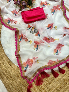 Digital Print Georgette Saree for Women | Floral & Festive Wear
