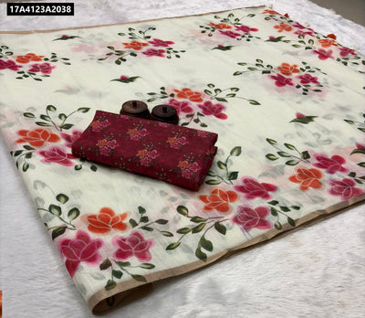 Digital Print Linen Cotton Saree for Women | Everyday Elegance