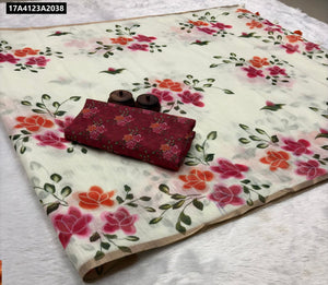Digital Print Linen Cotton Saree for Women | Everyday Elegance