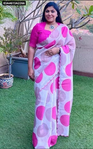 Buy Digital Print Linen Polka Dot Saree for Women | Everyday Elegance Ethnic Wear Online