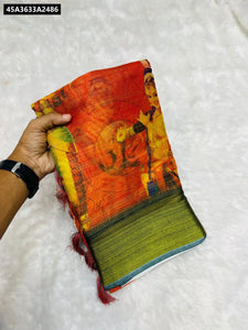 Digital Print Linen Saree for Women | Elegant Festive & Casual Ethnic Wear Online