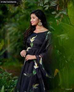 Digital Print Organza Designer Women's Gown | Party Wear by VogueVibe