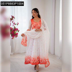 Digital Print Organza Gown Set for Women | Party & Festive Wear