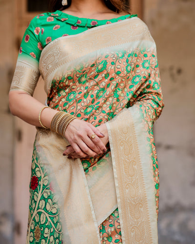 Digital Print Silk Saree Mughal Art Inspired for Women | Festive & Wedding Wear