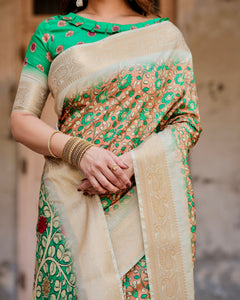 Digital Print Silk Saree Mughal Art Inspired for Women | Festive & Wedding Wear
