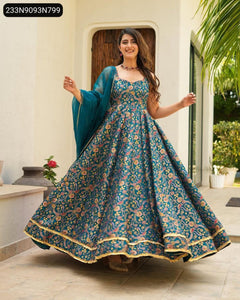 Digital Printed Anarkali Gown for Women's | Festive Elegance
