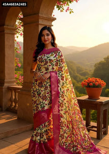Dola Silk Blend Floral Saree for Women | Festive & Daily Wear | Shop Ethnic Wear Online