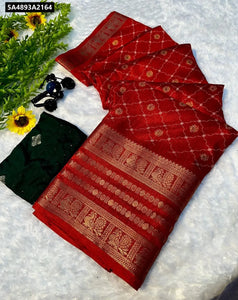 Buy Red Dola Silk Saree for Women | Elegant Woven Pattern | Traditional Ethnic Wear Online
