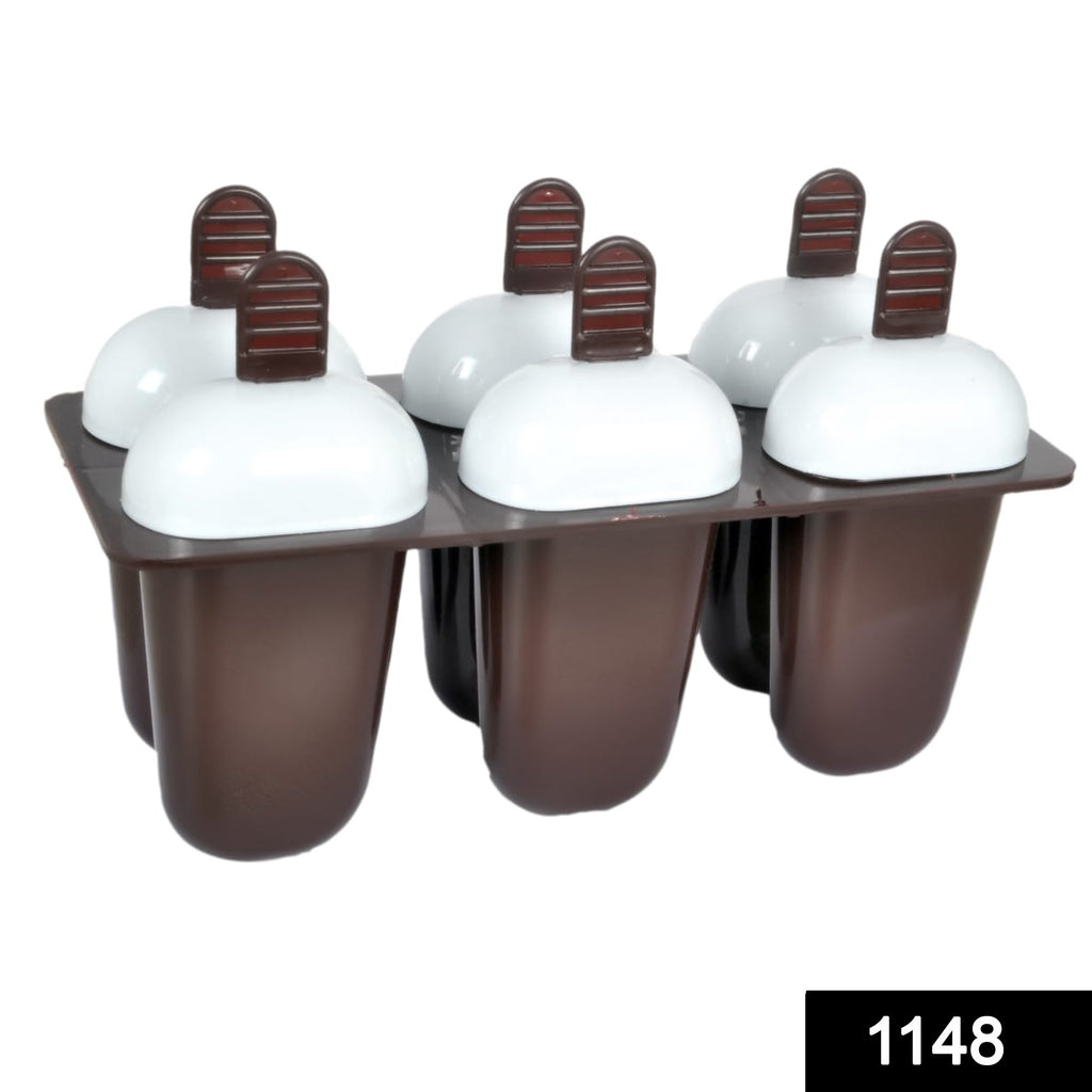 Multicolour plastic 6-cup ice candy & kulfi maker moulds set