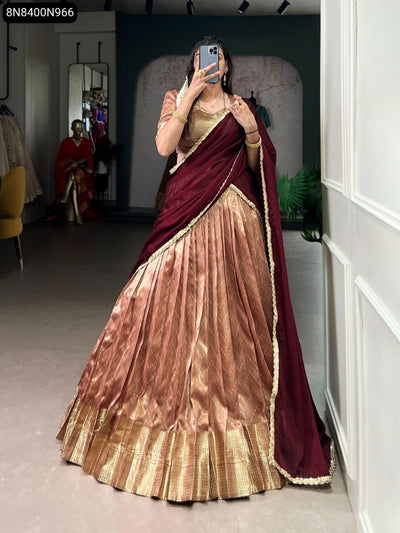 Dupion Silk Zari Weaving Lehenga for Women | Festive & Wedding