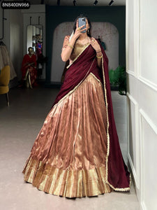Dupion Silk Zari Weaving Lehenga for Women | Festive & Wedding