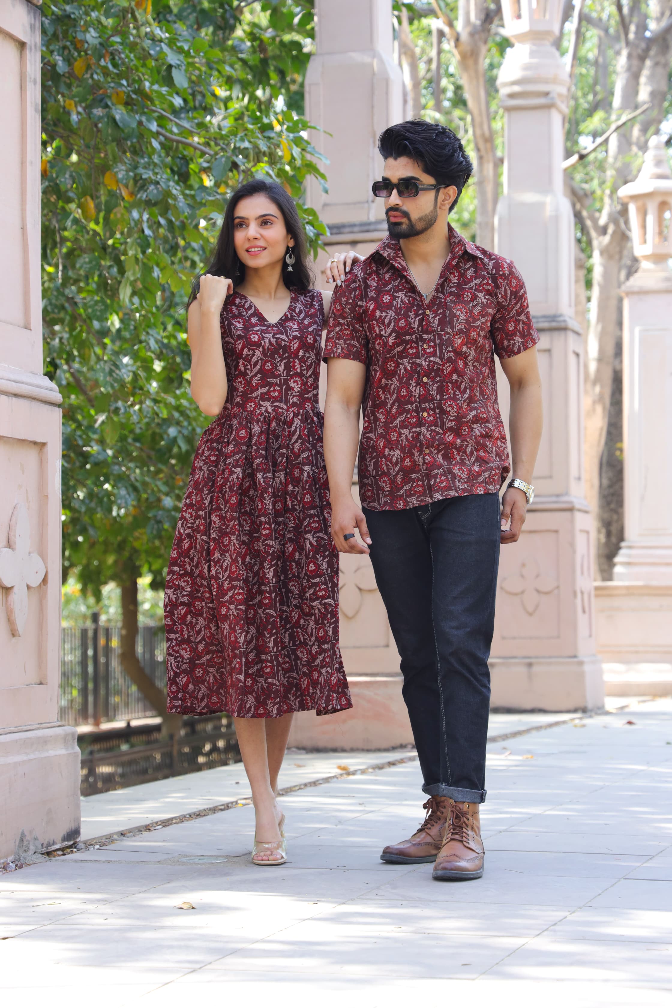 Chic Couple Set Cotton - One Piece & Half Sleeve Shirt 46