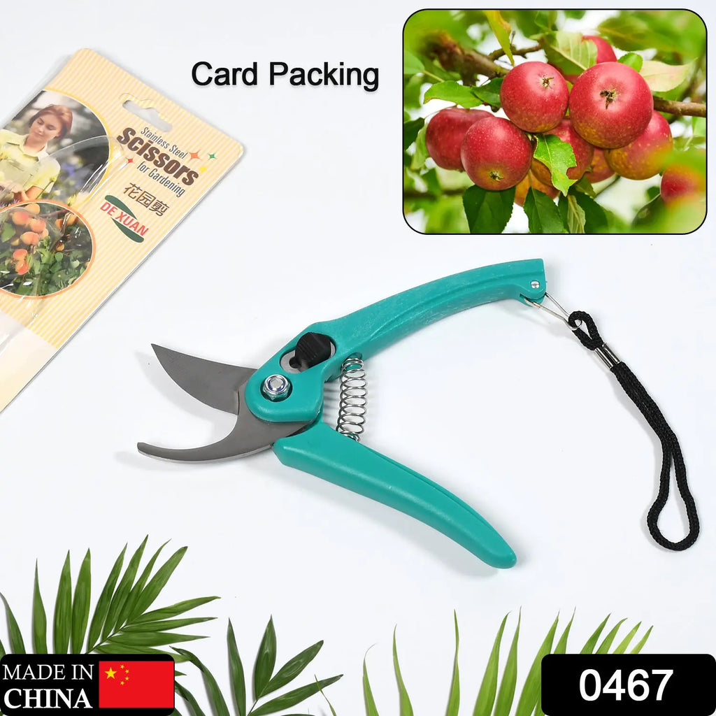 Heavy duty sturdy stem scissors for plant, wood branch, and grass cutting in home gardens.