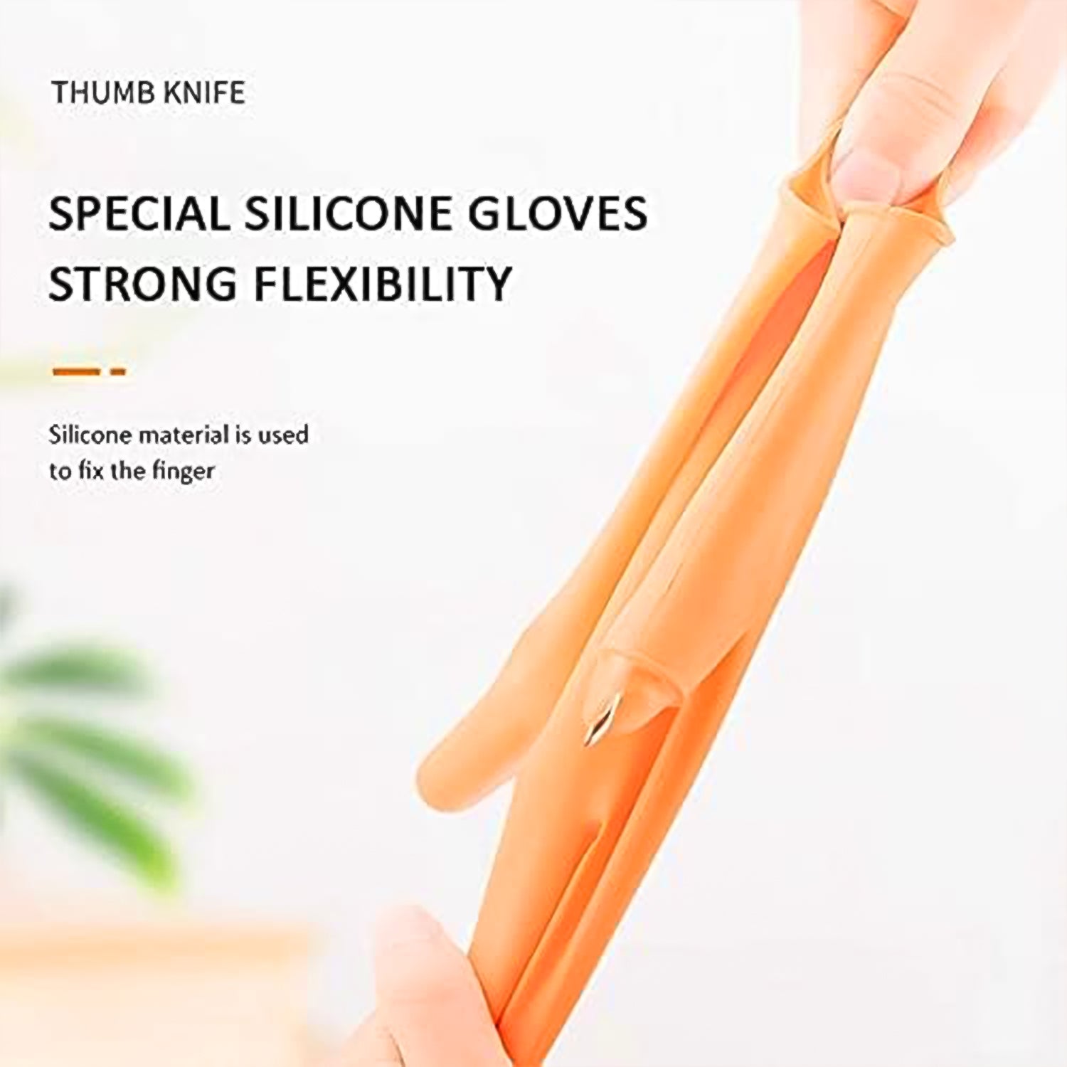 Silicone thumb knife and finger protector gloves harvesting produce