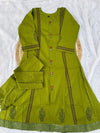 Elegant A-Line Cotton Kurti Set - Block Print Mirror Work