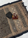 Elegant Ajarakh Print Saree - Real Mirror Work for Festive Wear