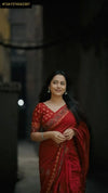 Elegant Ajrakh Chanderi Saree - Hand Kaata Work for Festive Women