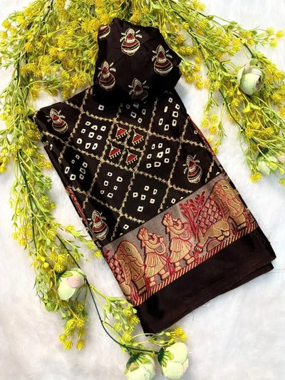 Elegant Ajrakh Gajji Crepe Silk Saree - Premium Festive Wear with Blouse