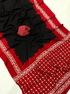 Elegant Ajrakh Gajji Silk Saree - Pure Crepe Silk for Women