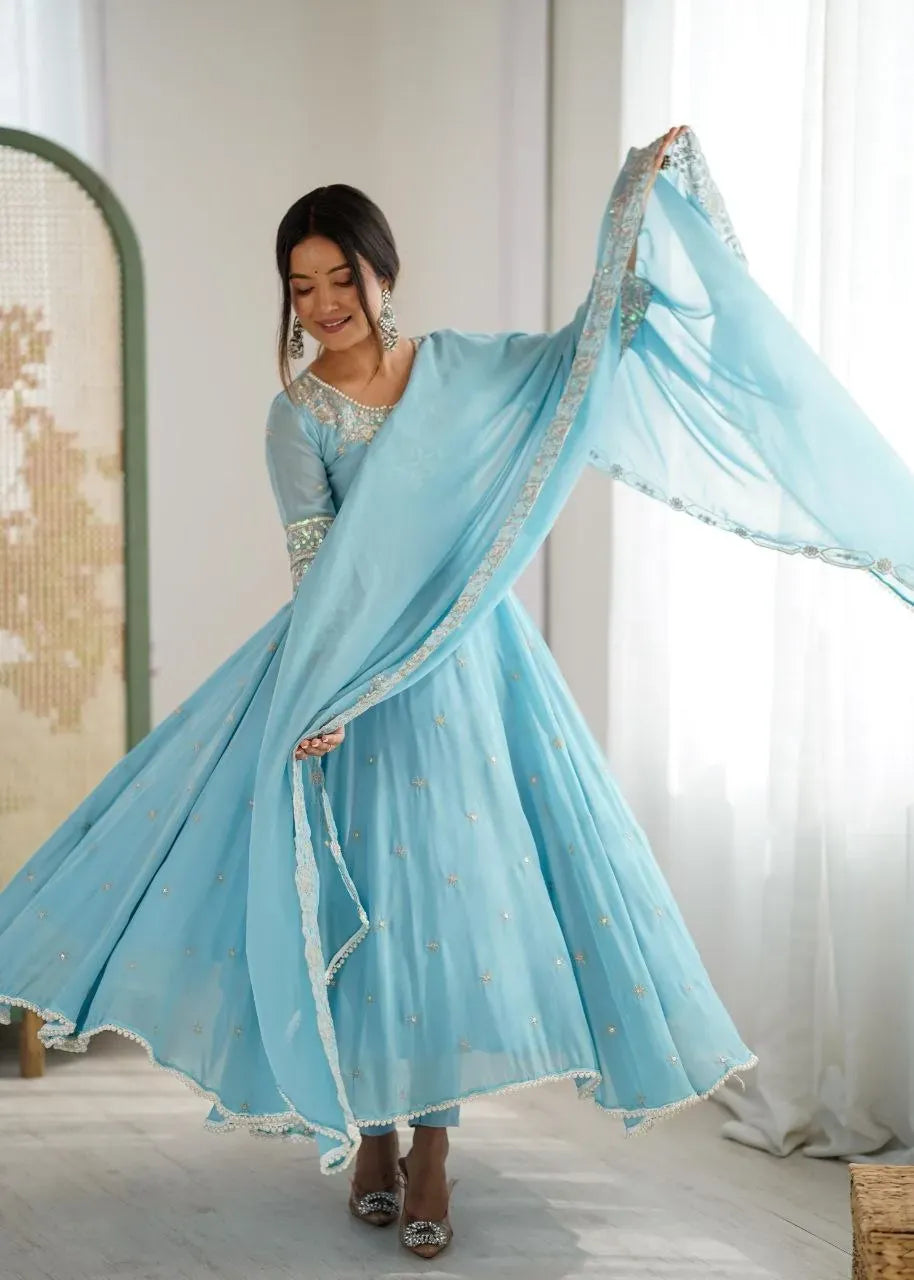 Elegant Anarkali Gown Set - Embroidered Festive Wear – TREND BUY